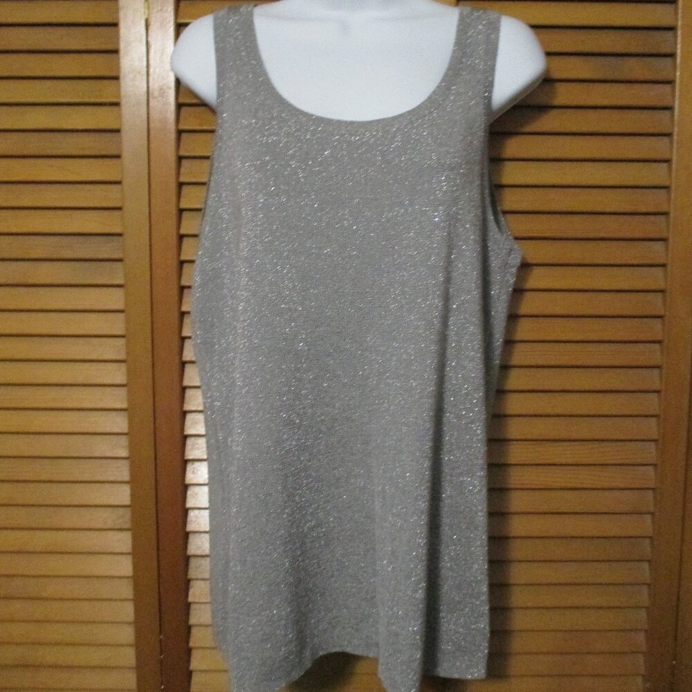 Chico's sleeveless tank top with silver sparkle material & stretch size L/XL